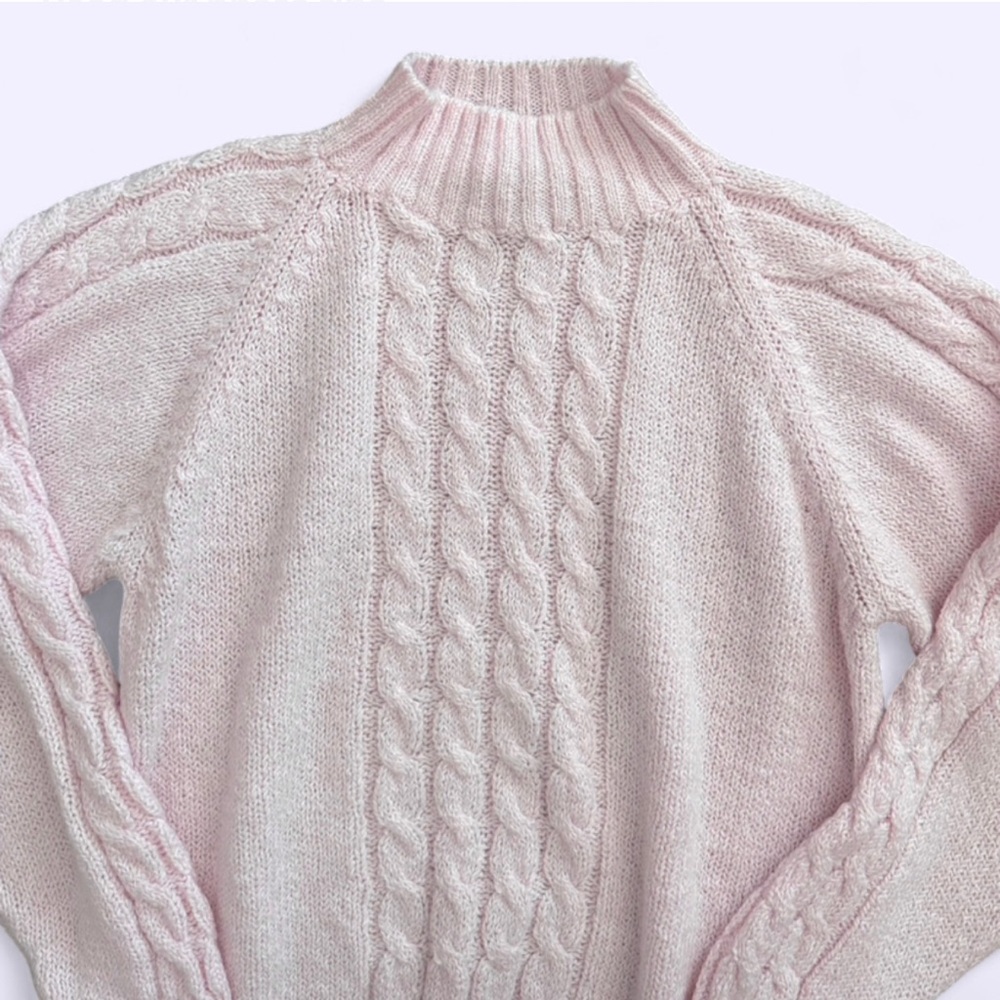 Vintage Light Pink Cable Knit Sweater TJW By Mervyn’s Relaxed Fit M